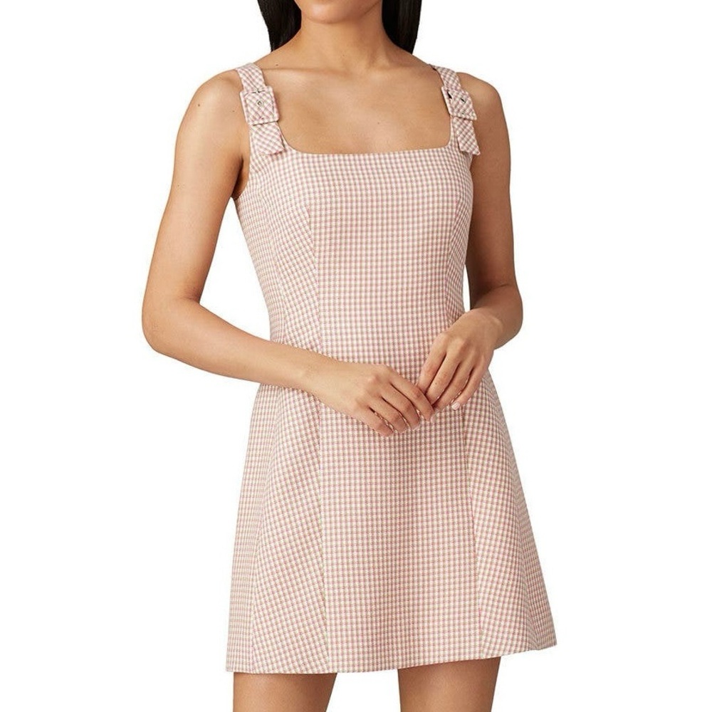 alexa chung pink gingham mini dress